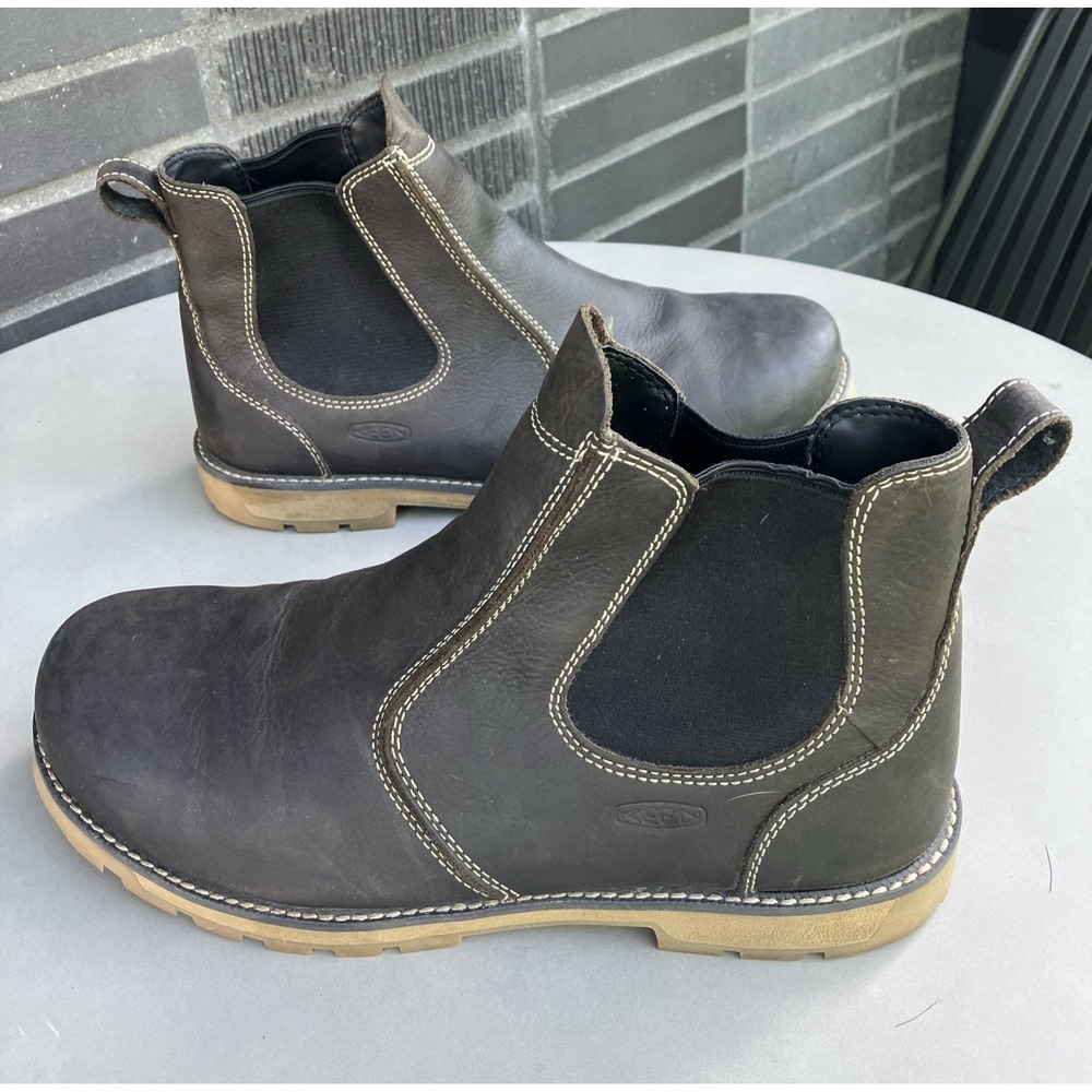 KEEN‎ Utility San Jose Chelsea Work Boots Men 13D Aluminum Toe Leather EH Brown